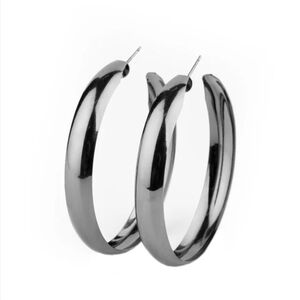 Bevel In It Black Hoop Earrings